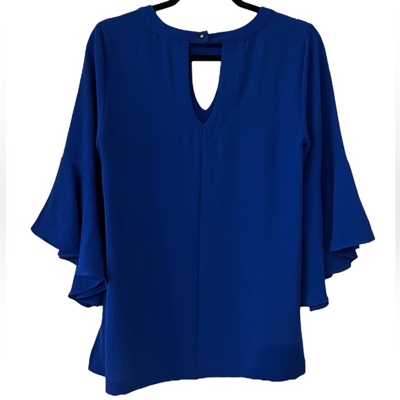 Jodifl Royal Blue 3/4 Bell Flutter Sleeve Top - Picture 2 of 6